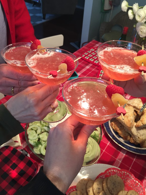 Jackie's Scottish Lighthouse Tea, the toast, sparkling rosé ginger raspberry cocktail