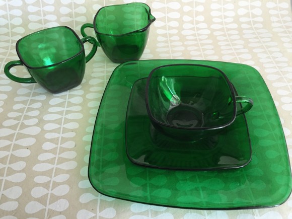 green depression glass dishes