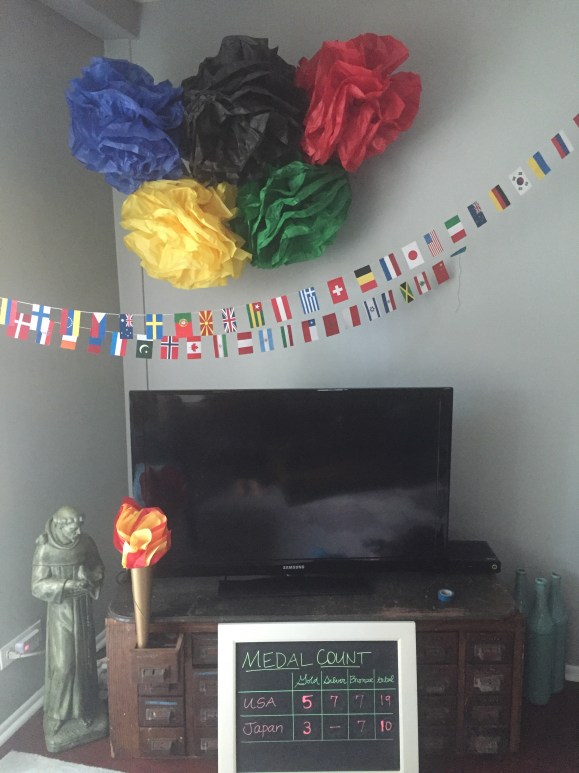 Olympics Party Rio 2016, viewing area decorations, flag banner