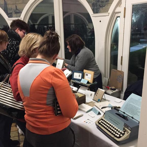 shoppers at Kimberly AH, craft show table, Petite Boutique, Pleasant Home Oak Park, 2016