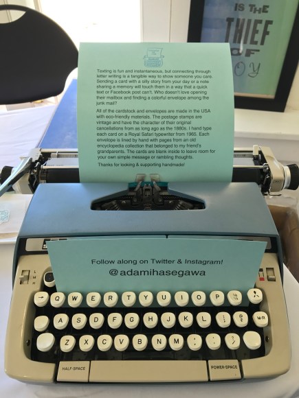 artist statement, craft show table, Petite Boutique, Pleasant Home Oak Park, 2016