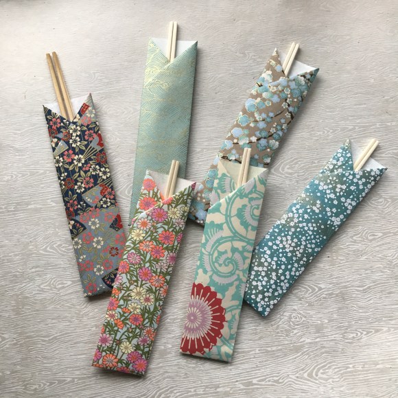 Kimberly's hanami picnic, origami chopstick holders, sakura, cherry blossom