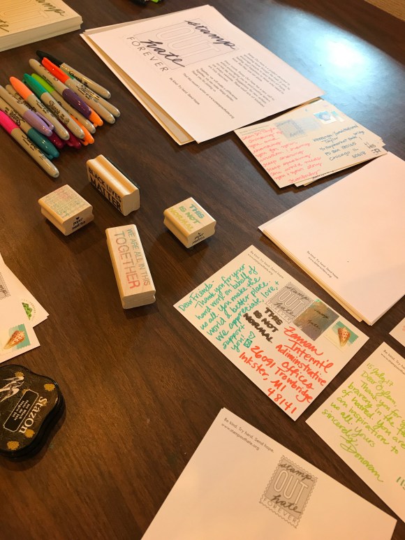 Stamp Out Hate, resist, #resist, political postcards, Paper Pastries, sakura moonlight gel pens, letter writers alliance