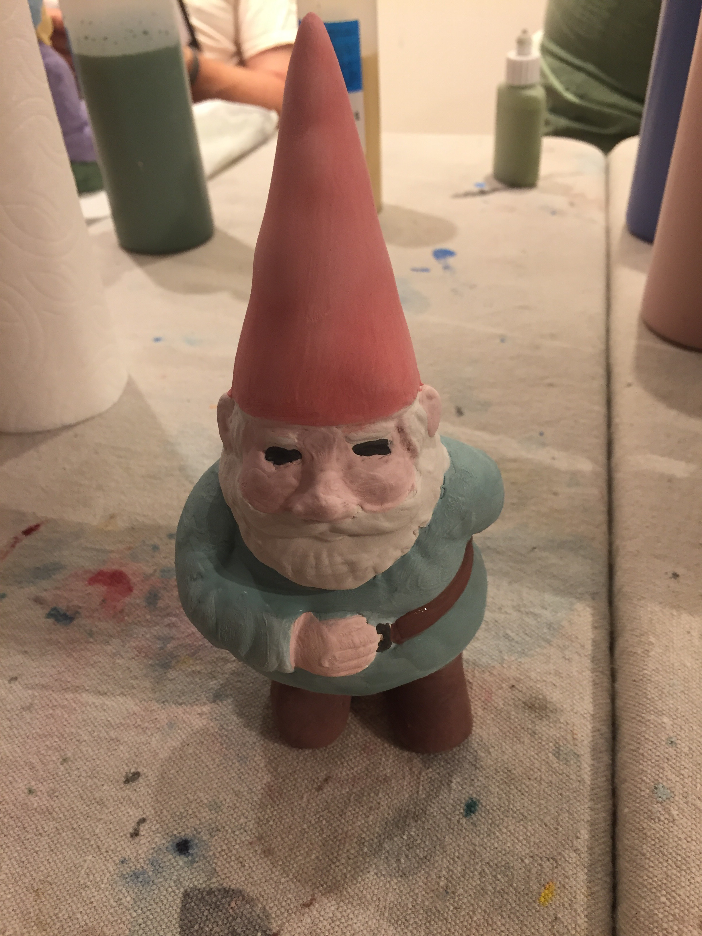 norm the gnome 2, creativita forest park, ceramics painting, forest park community garden