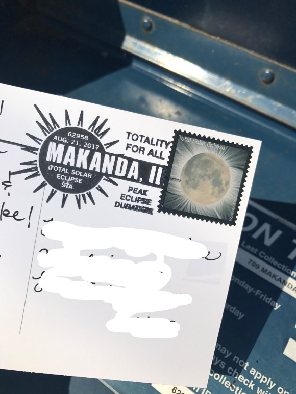 solar eclipse, postmarks, Makanda, IL, path of totality