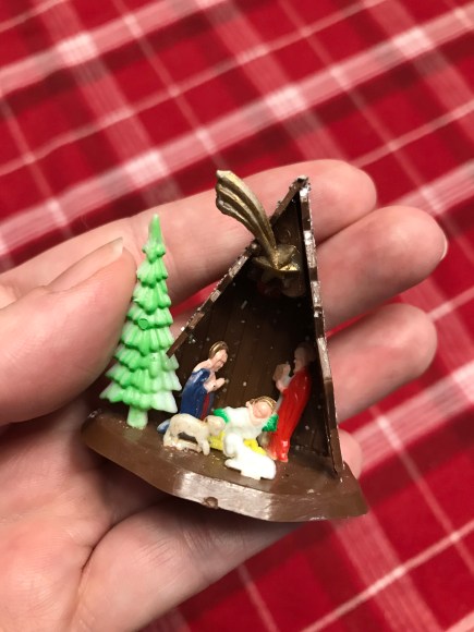 plastic nativity, christmas village