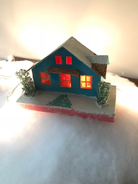 Putz houses, vintage paper houses, christmas village