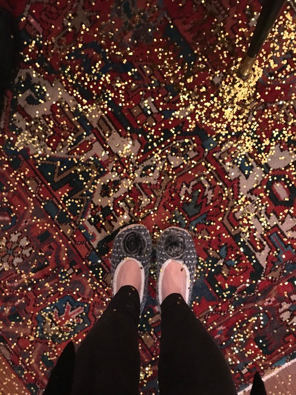 New Years Eve glitter, slippers