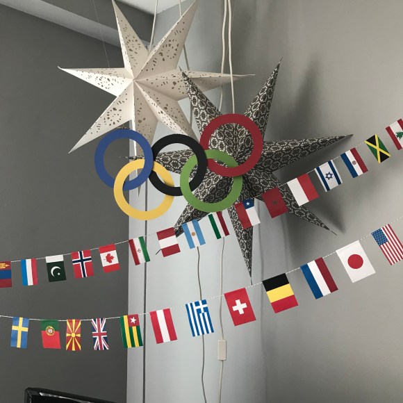 olympics rings, olympics decorations, world flags, winter olympics, olympics party