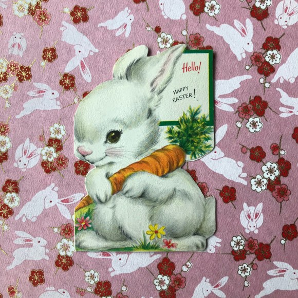 vintage easter card, vintage greeting card, easter bunny