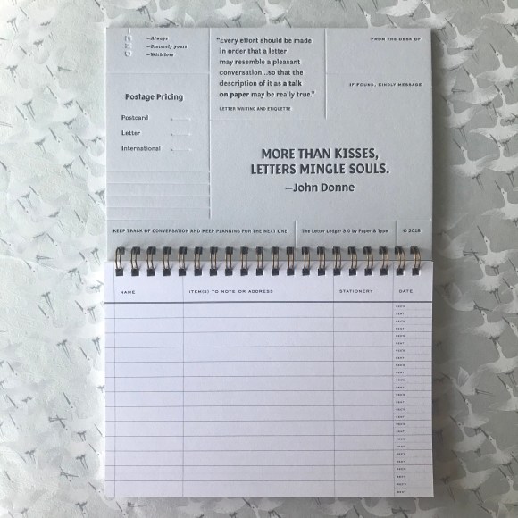 letter ledger, paper & type, letter writing, letter documentation, keep track of letters