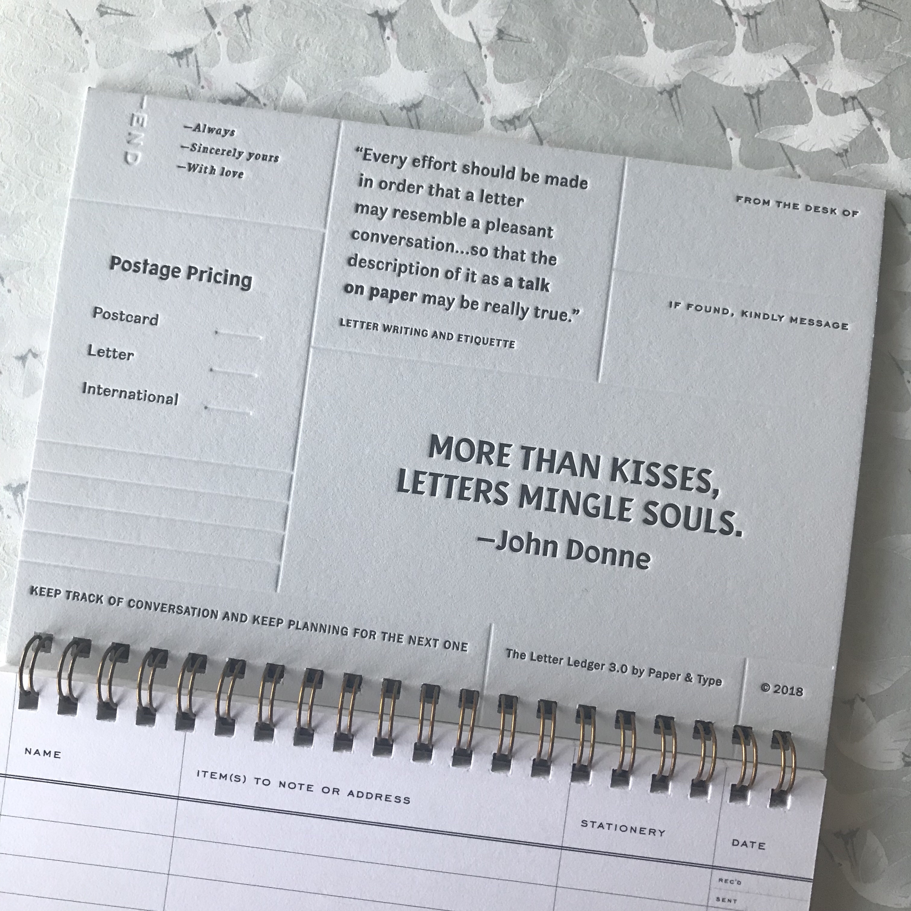 letter ledger, paper & type, letter writing, letter documentation, keep track of letters