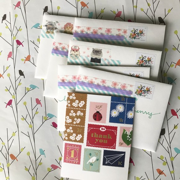 write on, national card and letter writing month, show and mail, stack of mail, spring cards, snow and graham, thank you notes