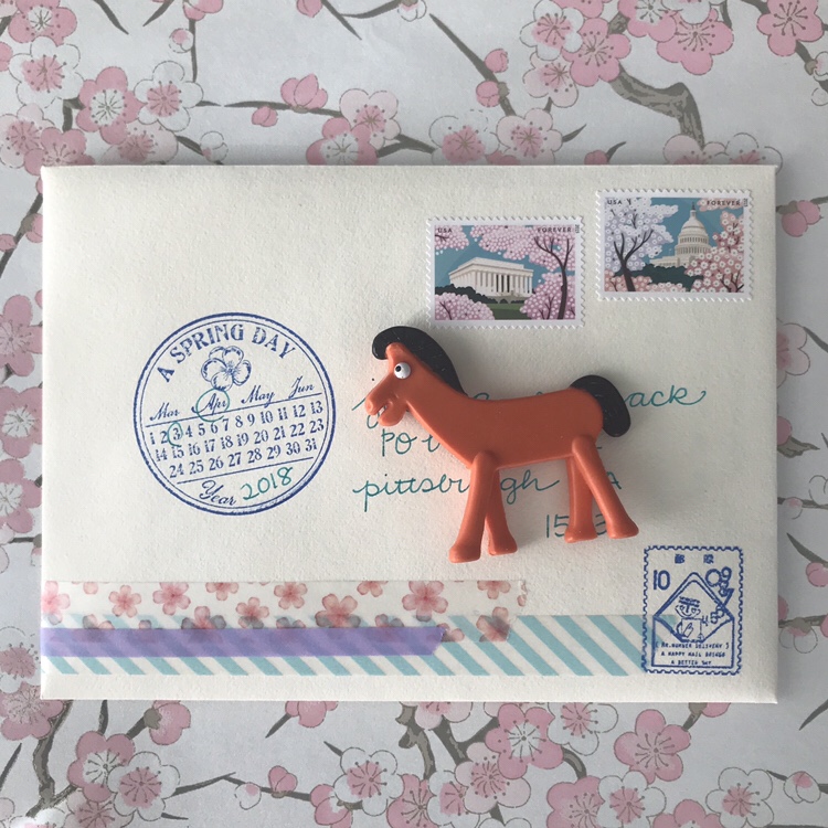write on, national card and letter writing month, show and mail, stack of mail, spring cards, cherry blossoms