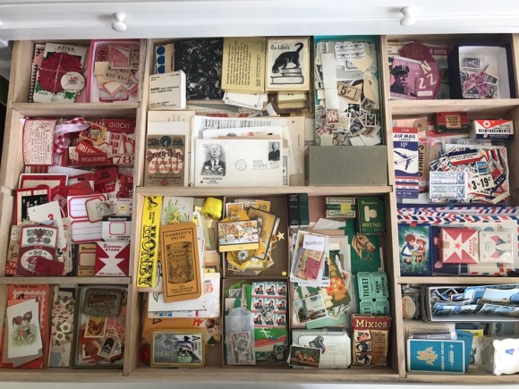 vintage paper drawer, martha stewart flat files, vintage ephemera, vintage paper, colors