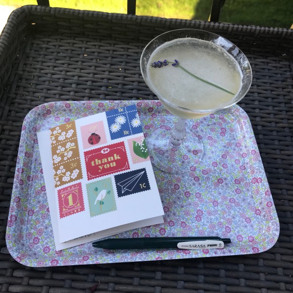 garden party cocktail, snow and graham notecard, vintage cocktail glass, cocktail hour