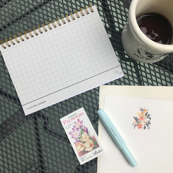 letter ledger 2.0, vintage stamps, rifle stationery, coffee, letter writing, Kaweco pen