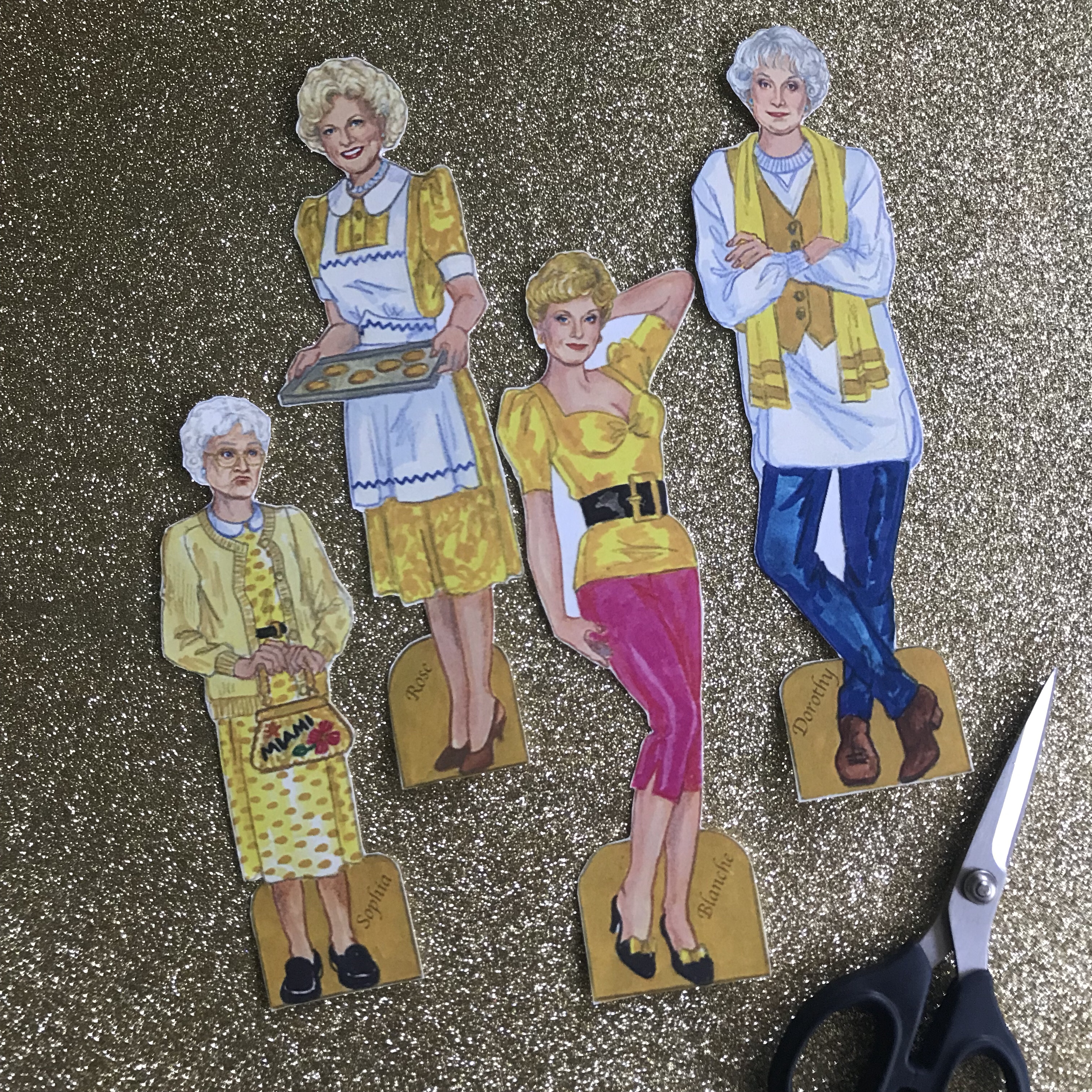 golden girls paper dolls, golden girls, paper dolls, golden girls gala decorations