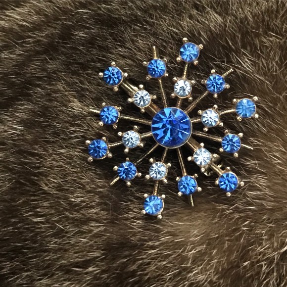 vintage brooch, blue stones, fireworks brooch 