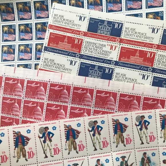 4th of july, patriotic postage, July 4th, Independence Day, fireworks flag stamps, vintage postage