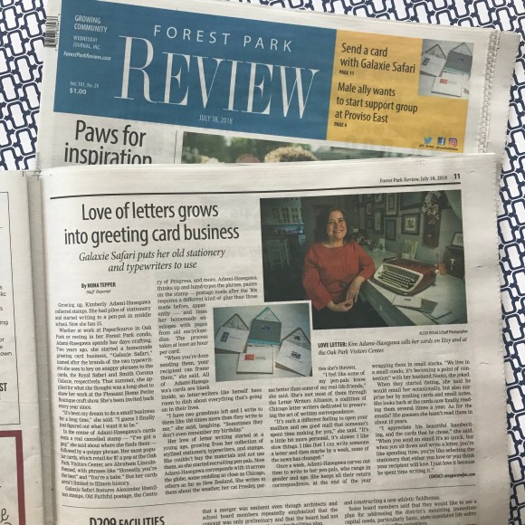 forest Park Review, Galaxie Safari in the news, local newspaper, forest park, oak park