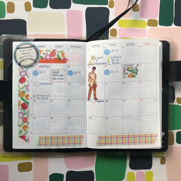 hobonichi, hobonichi calendar, august, monthly spread, calendar stickers
