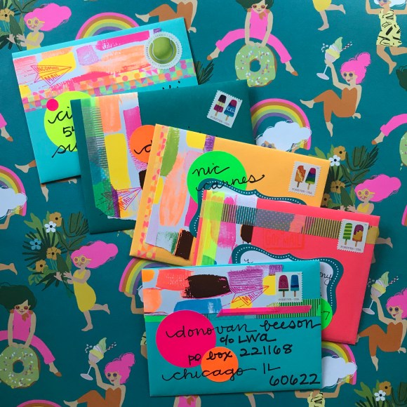 neon mail art, neon mail, pen pals, summer mail