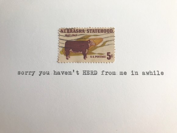 Galaxie Safari greeting card, Kimberly AH, vintage postage, vintage Nebraska stamp, vintage typewriter