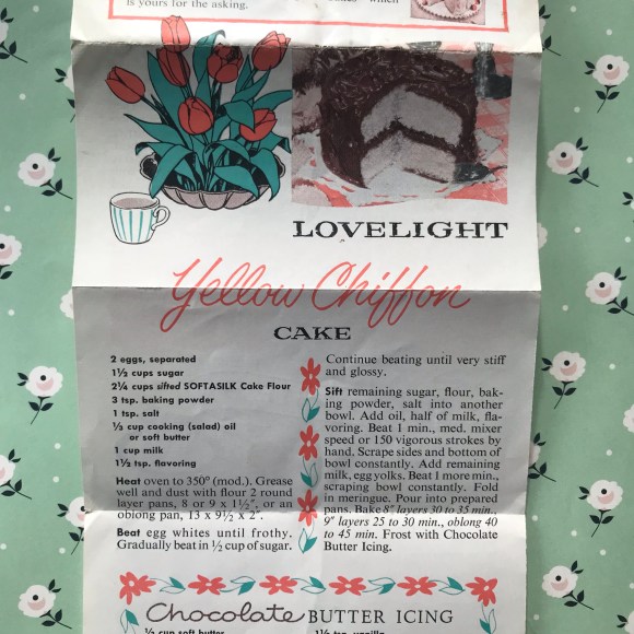 vintage recipes, chiffon cake, old recipes, recipe box