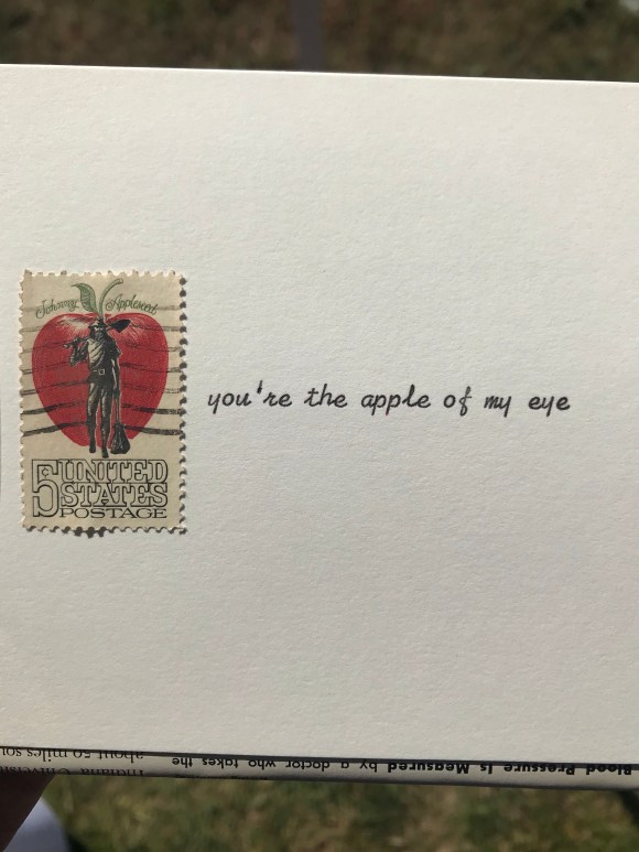 apple of my eye, Johnny Appleseed, postage stamp, Brookfield Fine Arts Fest, Brookfield, IL, Galaxie Safari 