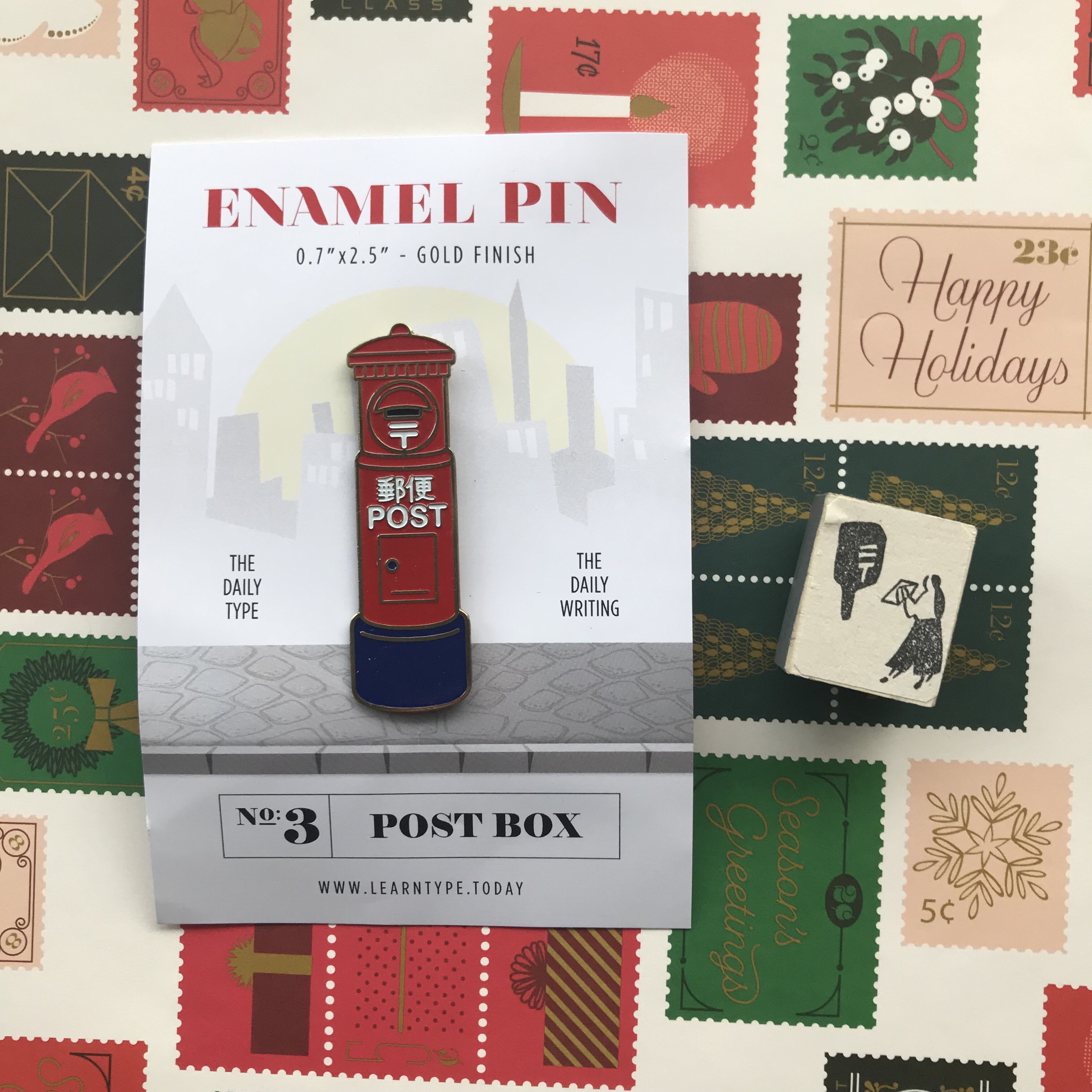 Japan post enamel pin, Japanese mail stamp