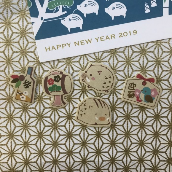 new years stickers, japanese stationery, year of the boar