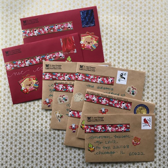 new years stickers, japanese stationery, year of the boar, mail art