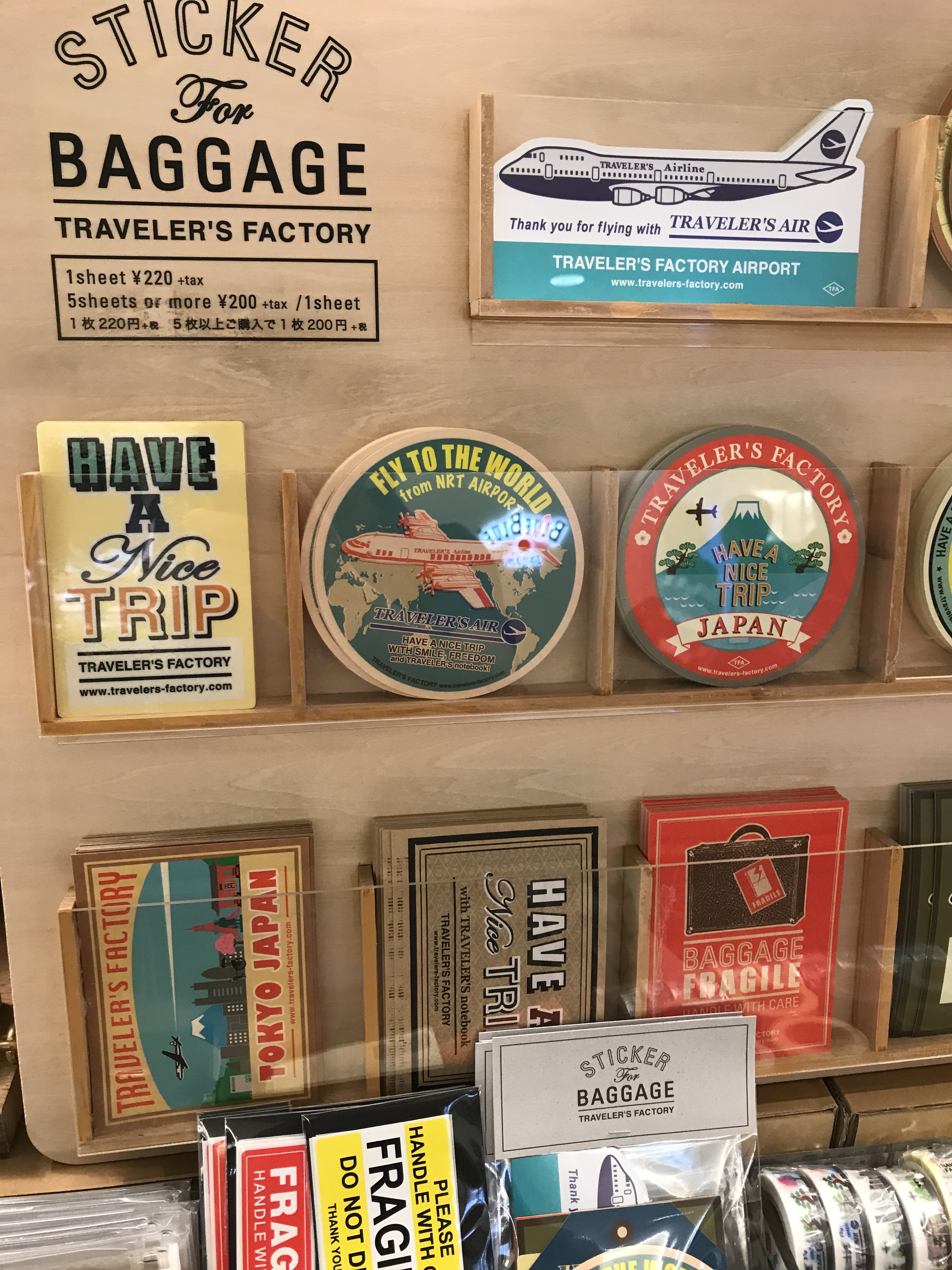 Traveler's Notebook stickers, Traveler's Factory Airport, narita airport