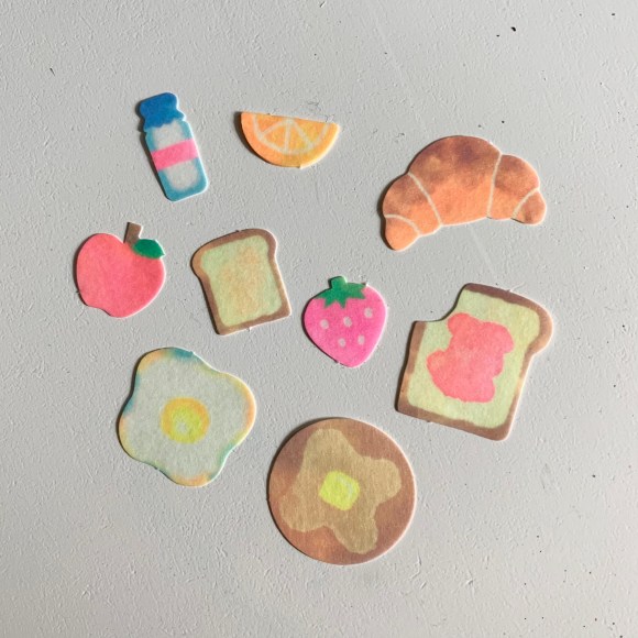 Japanese bread stickers, washi stickers, watercolor stickers